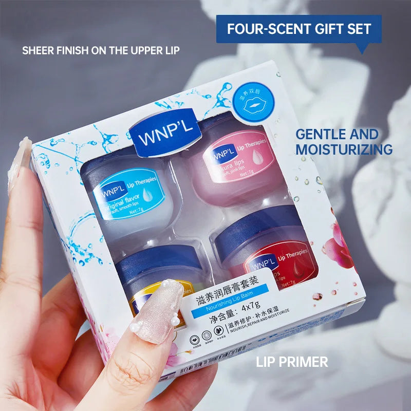 Moisturizing Lip Balm Sets Lipstick Makeup Natural Plant Lip Balm Anti-Cracking Lips Nourishing Lip Care Strawberry Honey Quake 4pcs