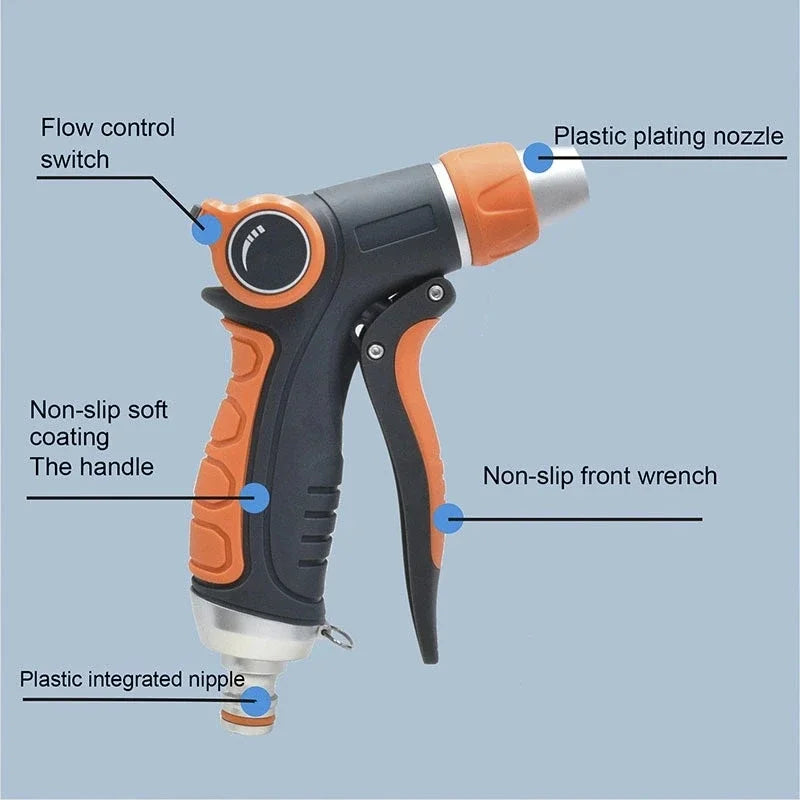 Hose Water Spray Gun Adjustable Car Wash Gun Garden Spray Portable High Pressure Gun Sprinkler Nozzle Garden Water Jet Quake