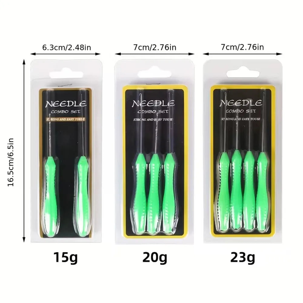 Bait Needle, High Carbon Steel 2/3/4Pcs Set Fishing Bait Needle Tool Set, Drilling Hook Needle for Making Rigs Quake