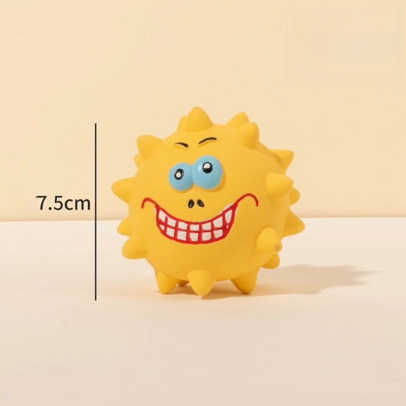 Cute Cartoon Big-Eyed Dog Sound Dog Toy Eco-Friendly Latex Interactive Pet Toy Ball Fun To Relieve Boredom Quake C