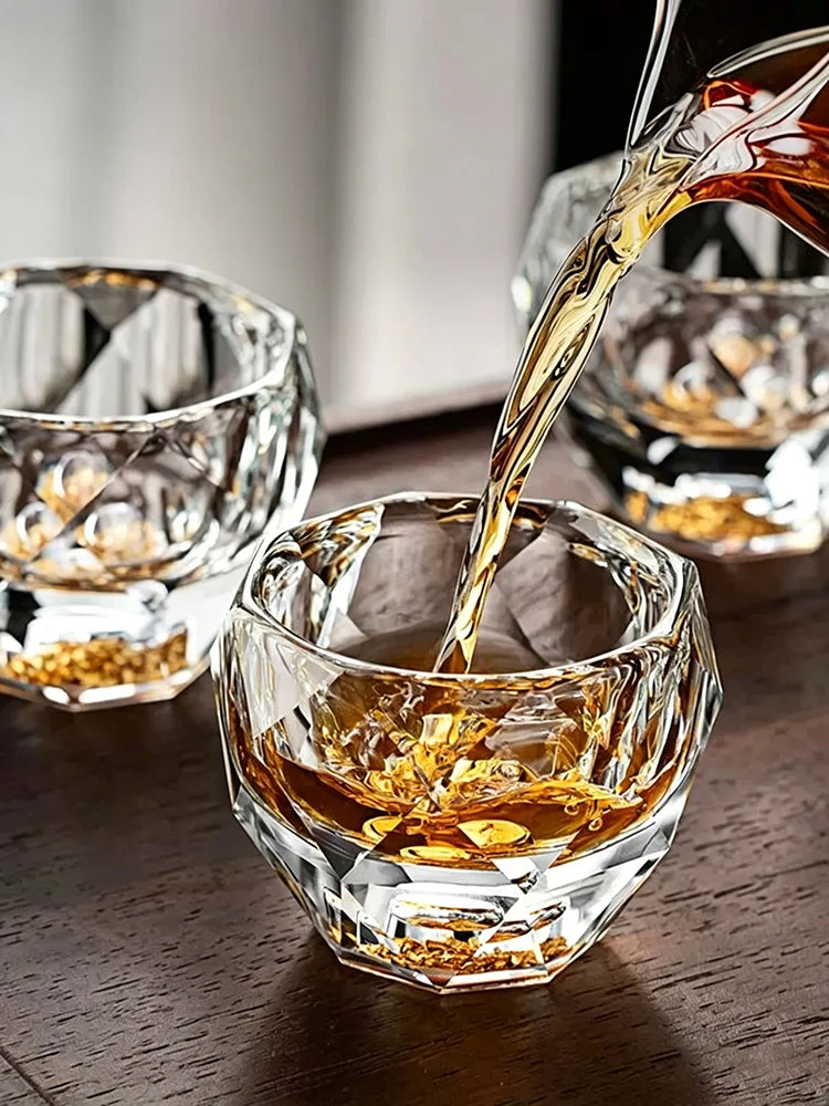 50ml Diamond Cut Crystal Shot Glass Set Shaojiu Cup Luxury Whiskey Tasting Cup Lead-Free Glass Tumbler For Liquor Tequila Vodka Quake