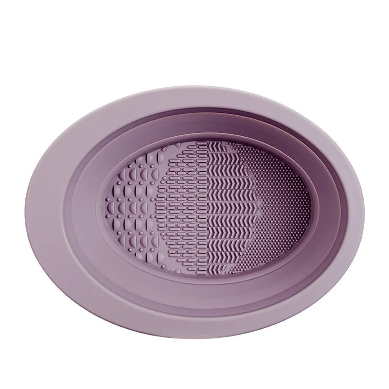 Makeup Brush Cleaner Cleaning Bowl Brush Tool Set Thorough Cleaning Without Hurting Bristles Wet & Dry Powder Puff Dry Cleaner Quake GJ07-Purple