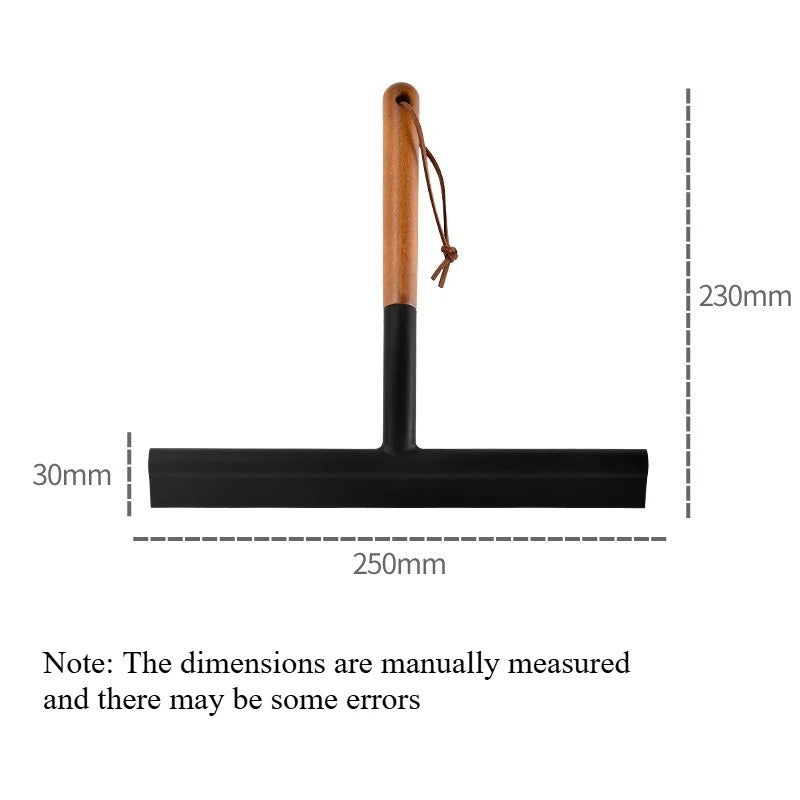 Wood‑Handle Silicone Squeegee Household Cleaning Tool for Glass Window Bathroom Shower Kitchen Countertop Water Remover Quake black
