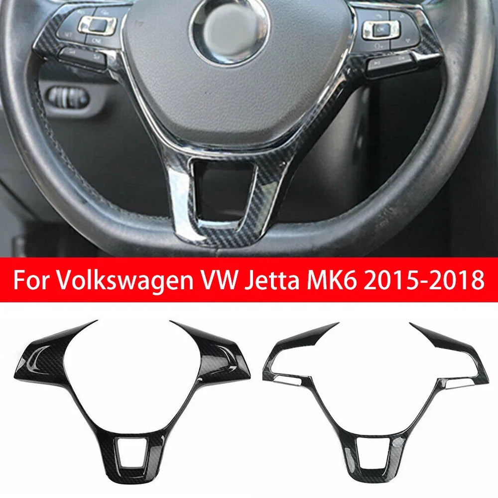 For Volkswagen VW Jetta MK6 2015 2016 2017 2018 Carbon Fiber Look ABS Car Interior Steering Wheel Frame Trim Cover Decoration Quake
