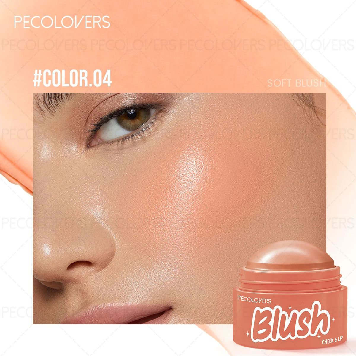 1PC Round Jar of Clear Powder Blusher, Brighten The Face, Waterproof and Durable, Multi Color Powder Blusher Choice Quake 04