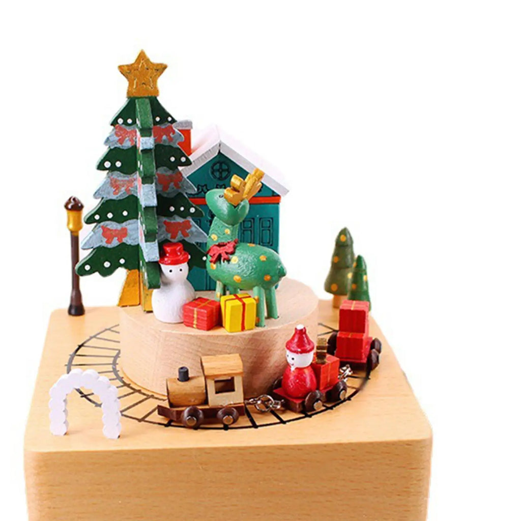 Christmas Musical Box with Revolving Dolls Handmade Play Merry Christmas Songs for Friends Children Wife New Year Collectible Quake