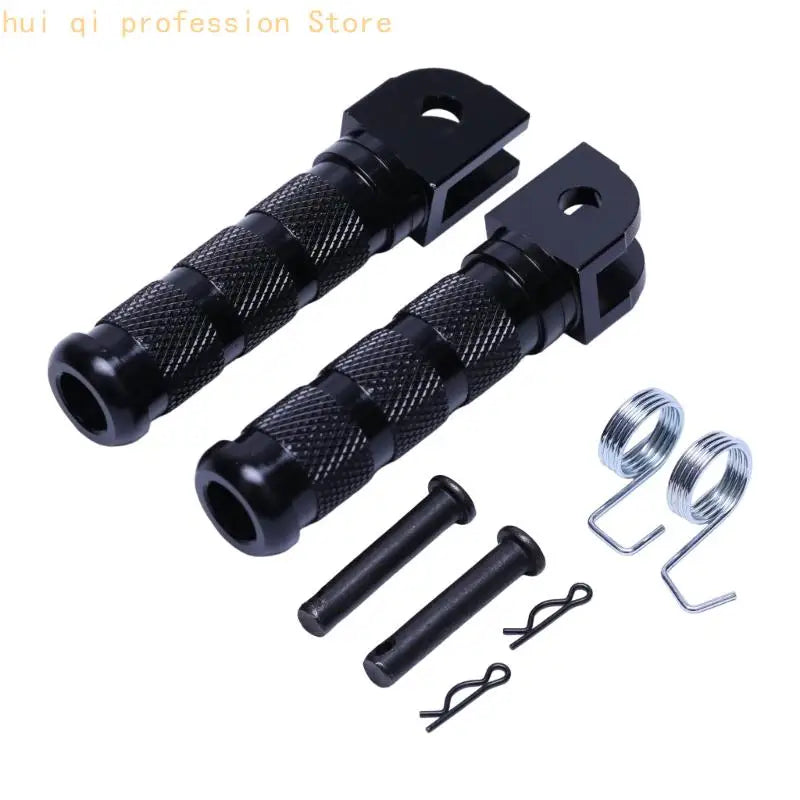 Forked Mount Motorcycle Foot Peg Assembly with Knurled Grip Texture, Machined Aluminum Build for Service Projects H8WE Quake H8WE3TT208670-BK-A CN
