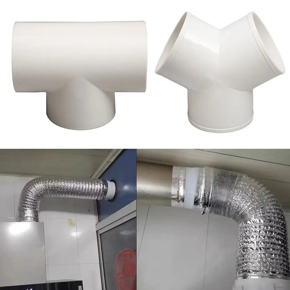 New PVC Exhaust Duct Connector T/Y Shape 100/150/200mm Extractor Fan Ventilation Duct Coupler Quick Ventilation Tube Joint Home Quake