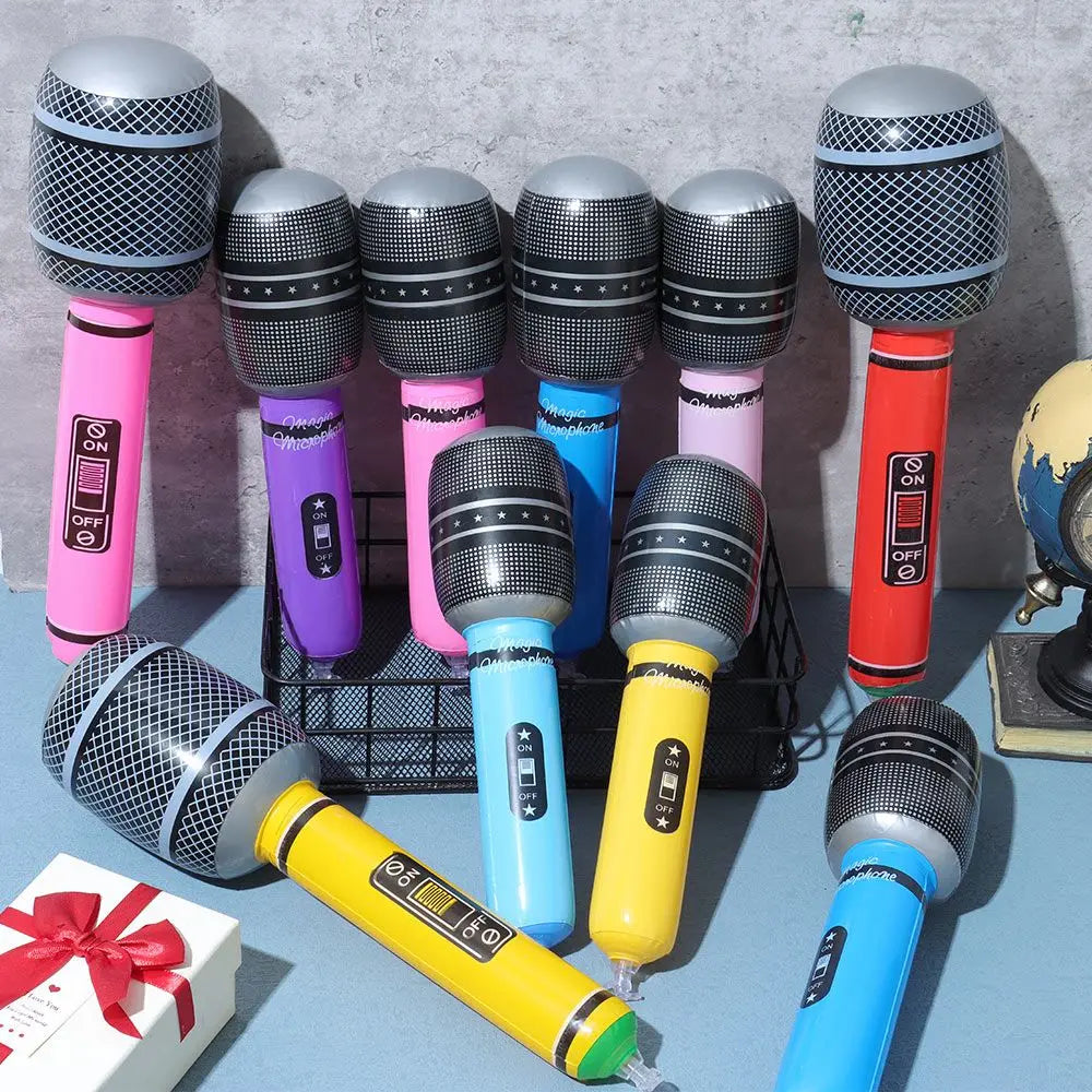 12Pcs Gifts Role Play Stage Birthday Decoration Blow Up Inflated Inflatable Microphones Photo Props Quake