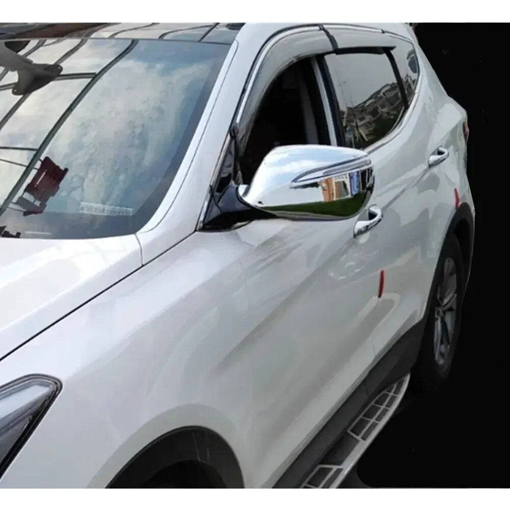 For Hyundai Santa Fe IX45 2014-2017 Car Sticker Rearview Side Mirror Cover Wing Cap Exterior Door Rear View Case Housing Trim Quake