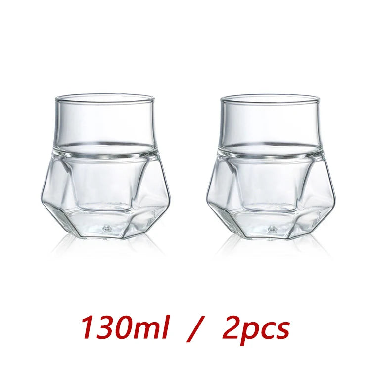 YWDL Double-layer Glass Cup Transparent Espresso Coffee Cup Anti-scalding Milk Brandy Wine Teacup Cup Glass Mug Drinkware Quake 130ml 2pcs 120-335ml