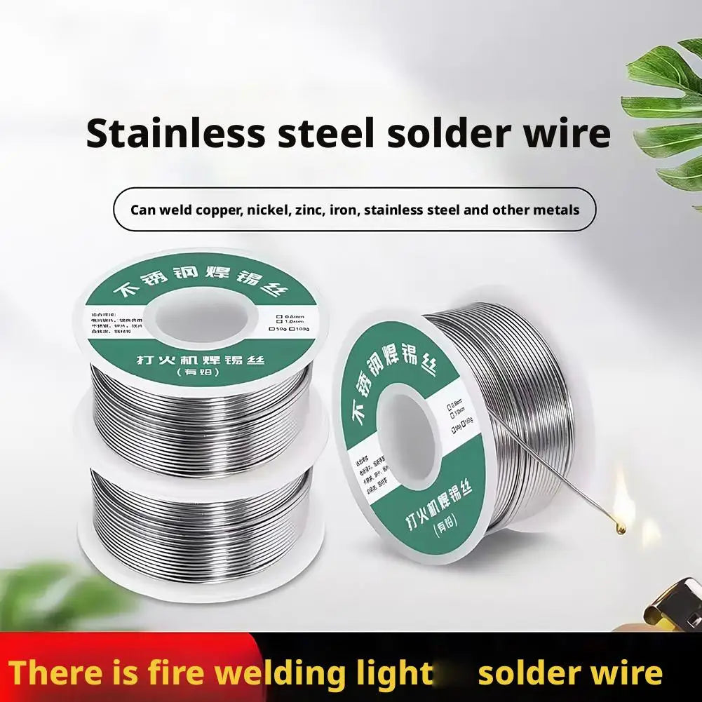 High Purity Stainless Steel Solder Wire New Universal Tin Wire for Lighter Soldering Iron Welds Copper Nickel Zinc Iron Home Use Quake