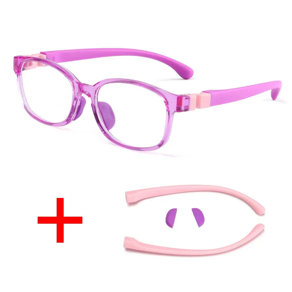 Anti Blue Light Glasses for Kids Boys Girls Silicone Soft Frame Eye Protection Eyewear Children Computer Games Eyeglasses Quake purple
