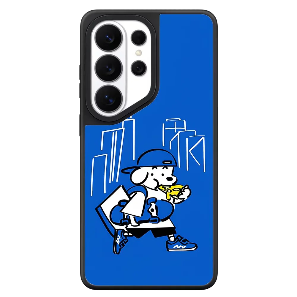Blue Background New York Dog Mirror Surface Magnetic Phone Cover for Samsung Galaxy S23 S24 S25 S26 Ultra S26+ Plus Case Quake no magsafe 3 for Galaxy S26 Plus