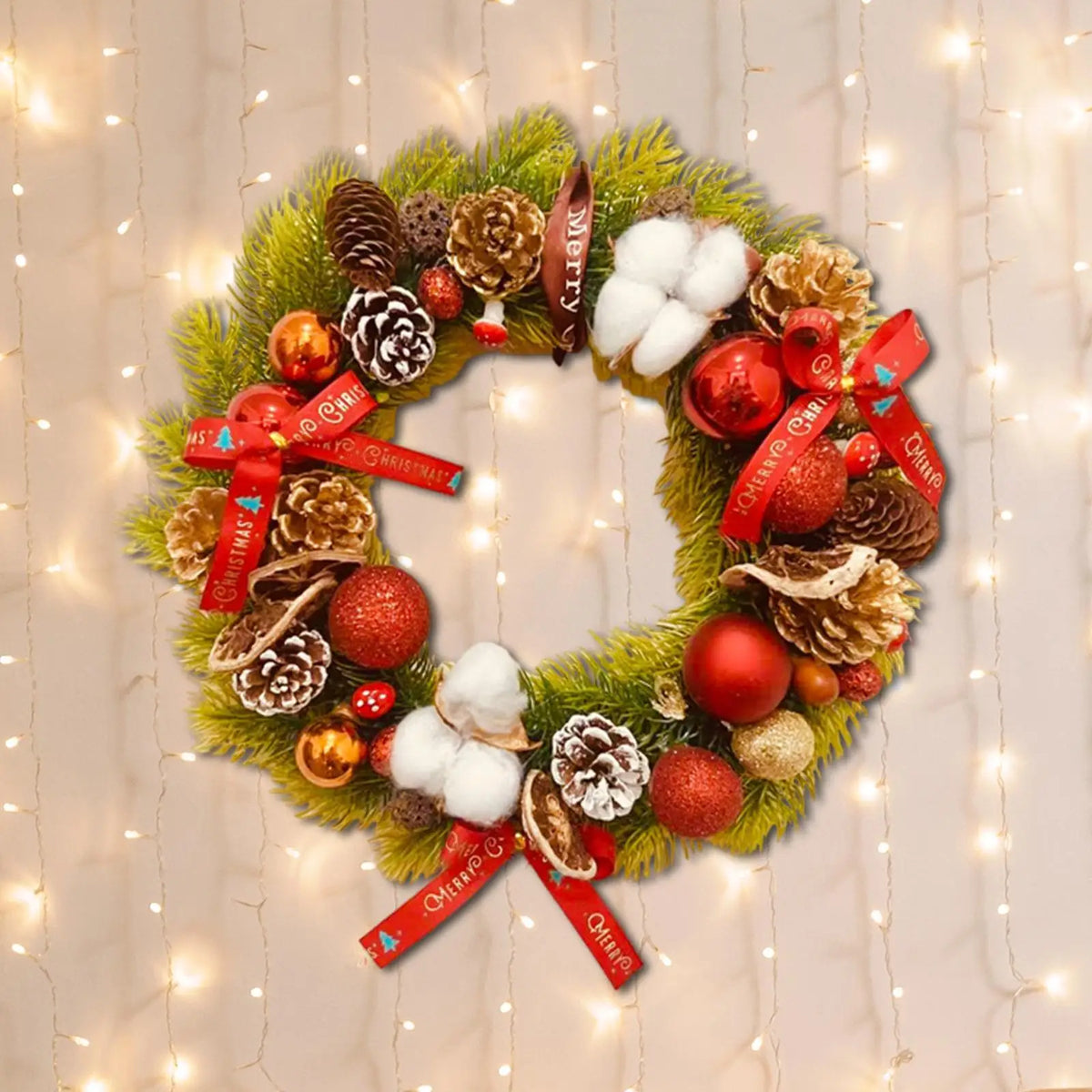 Christmas Wreath Winter Wreath Seasonal Garland Flowers Wreath Xmas Wreath for Wall Kitchen Indoor Outdoor Window Decoration Quake