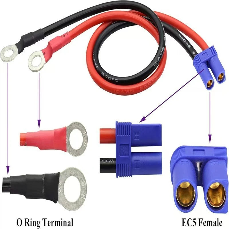 50CM 10AWG EC5 Waterproof Male Female Extension Cable With Fuse Terminal Car RC Emergency Jump Starter Power Cord Quake