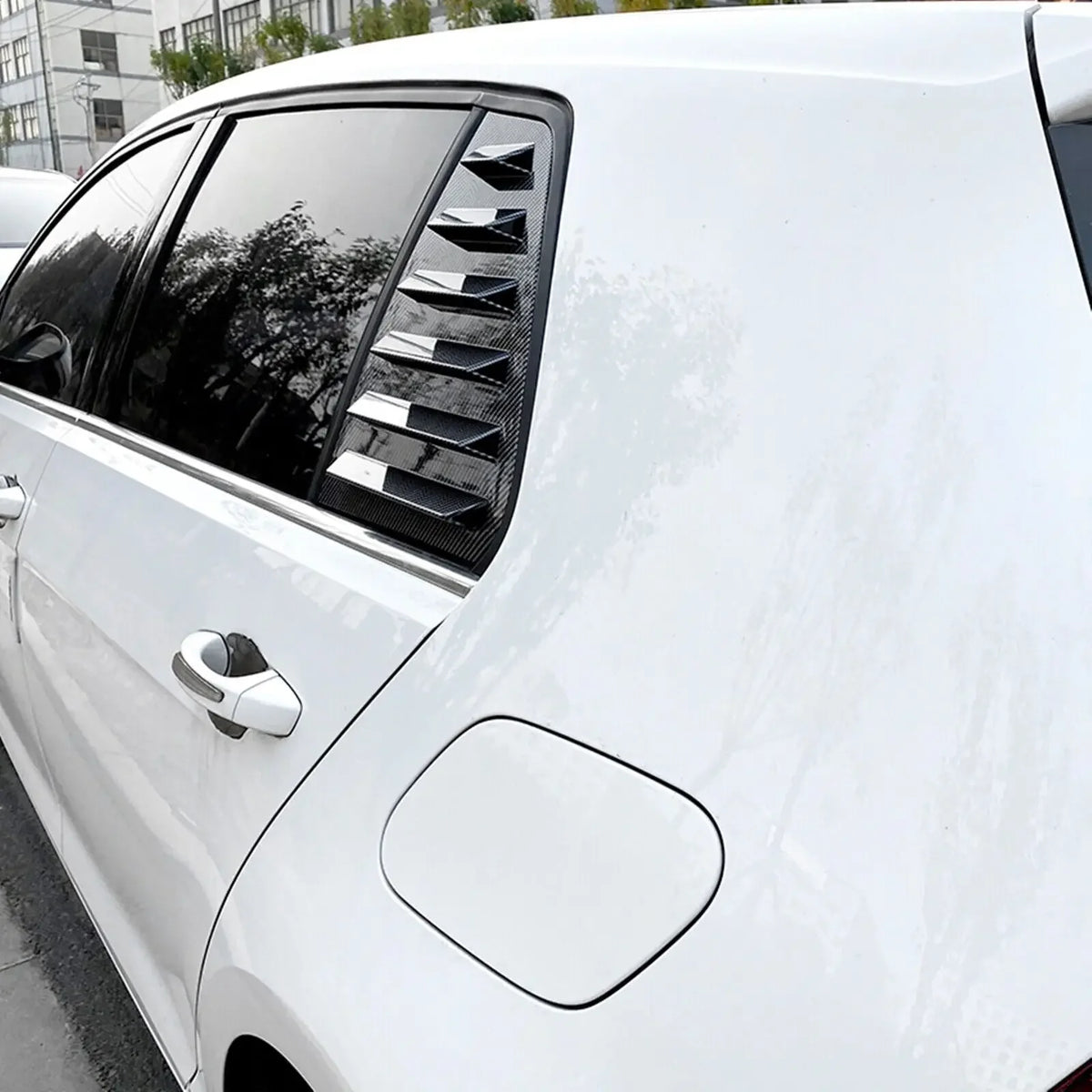 For VW Golf MK7 MK7.5 2013-2019 Car Rear Louver Window Side Shutter Cover Trim Sticker Vent Scoop ABS Carbon Fiber Black Auto Quake