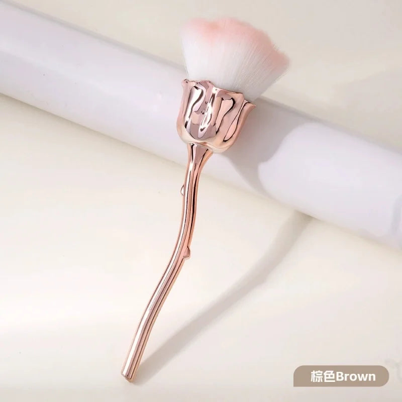 Rose Flower Shape Makeup Brush Round Makeup Loose Powder Brushes Manicure Nail Polishing Dust Removal Brush Beauty Make Up Tools Quake Brown