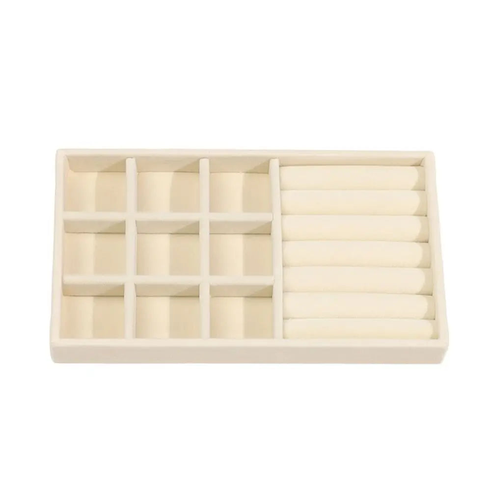Organizer Box Stackable Velvet Jewelry Storage Box Velvet Showcase Drawer Bracelet Earring Organizers Ring Bracelet Quake Beige7