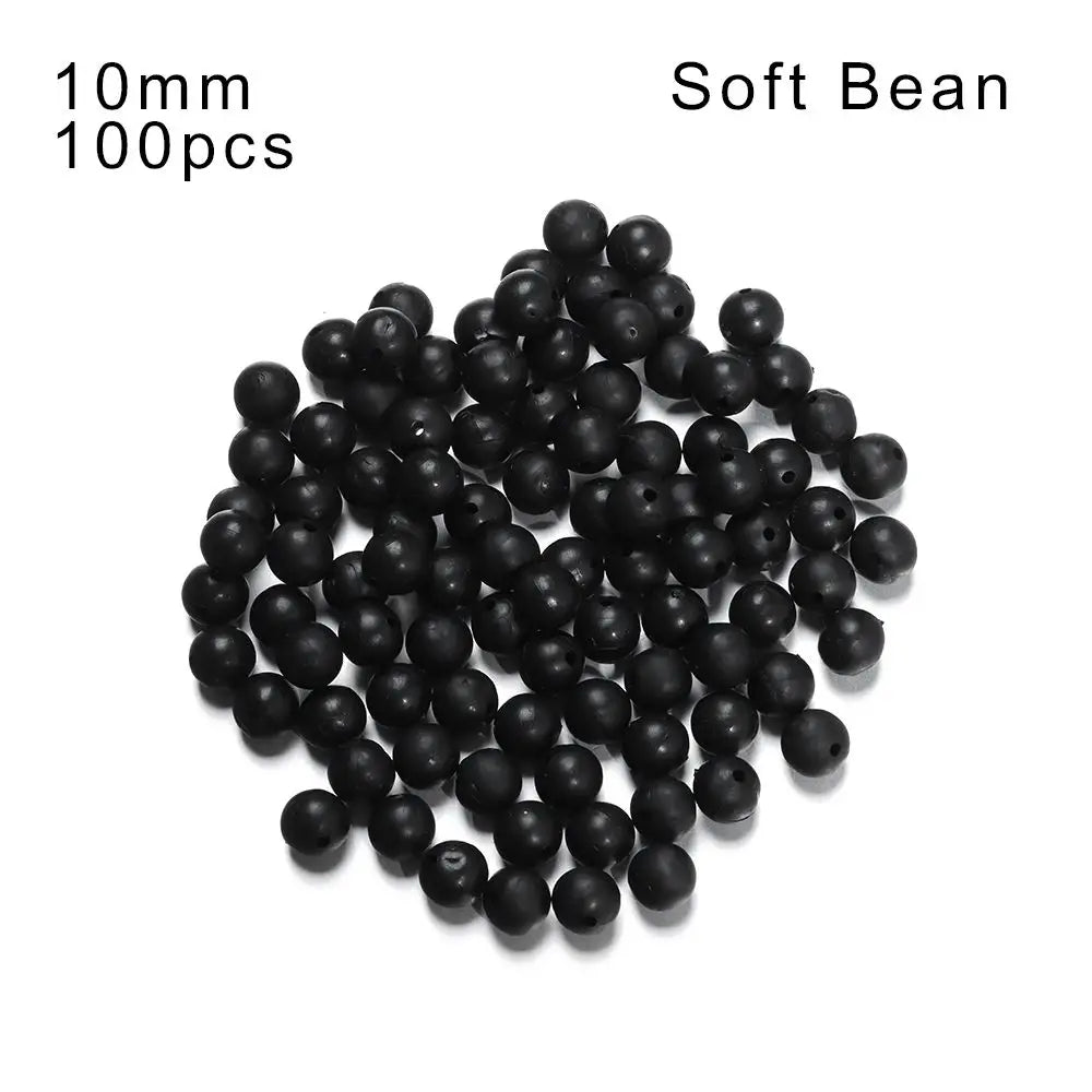 High Quality Plastic Stoppers Night Black Fishing Floats Beads Round Soft and hard bean Quake Soft Bean-10mm