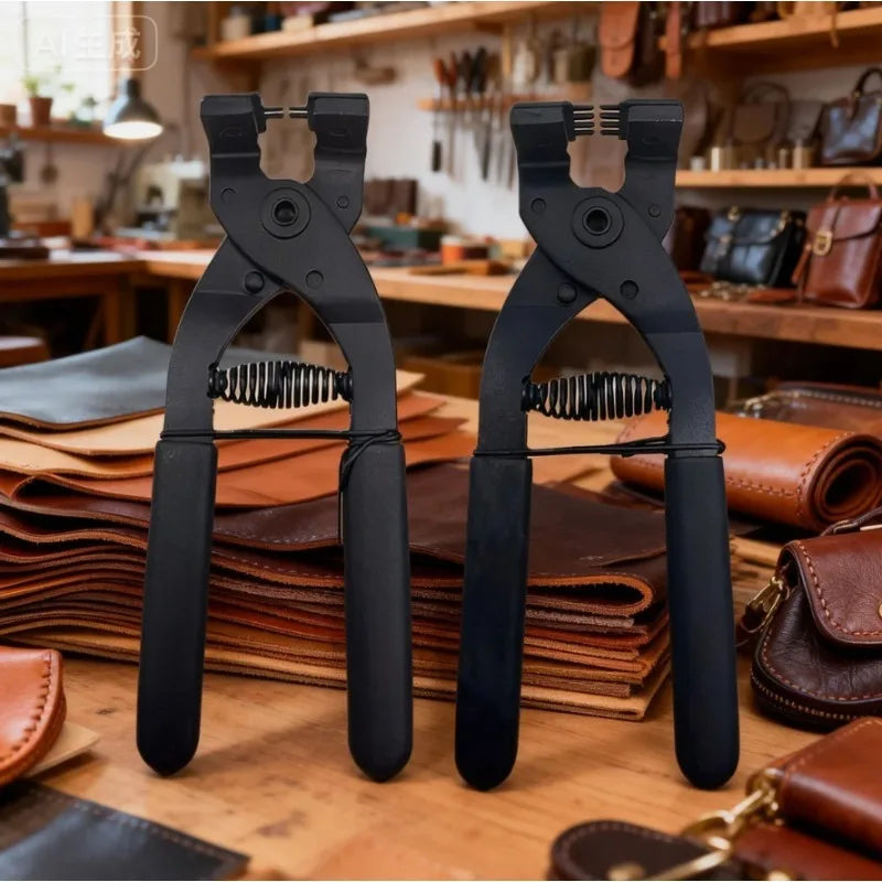 Silent Leather Punch Pliers 17cm Tool Steel with 4mm Diamond Chisels 2 and 4 Teeth for DIY Crafting Belt Bag Strap Repair Quake