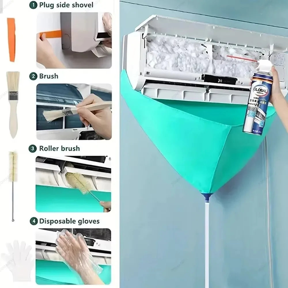 Leak-proof Air Conditioner Clean Cover Waterproof Drain Air Conditioner Cleaning Kit Thickened PVC with Drain Pipe Quake