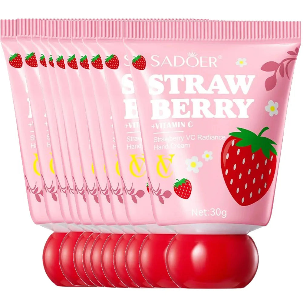 1/3/5/10 pcs SADOER Liquorice Whitening Hydrating Hand Cream with plant Essence Moisturizing Nourishing Brightening Hands Care Quake Strawberry10PCS