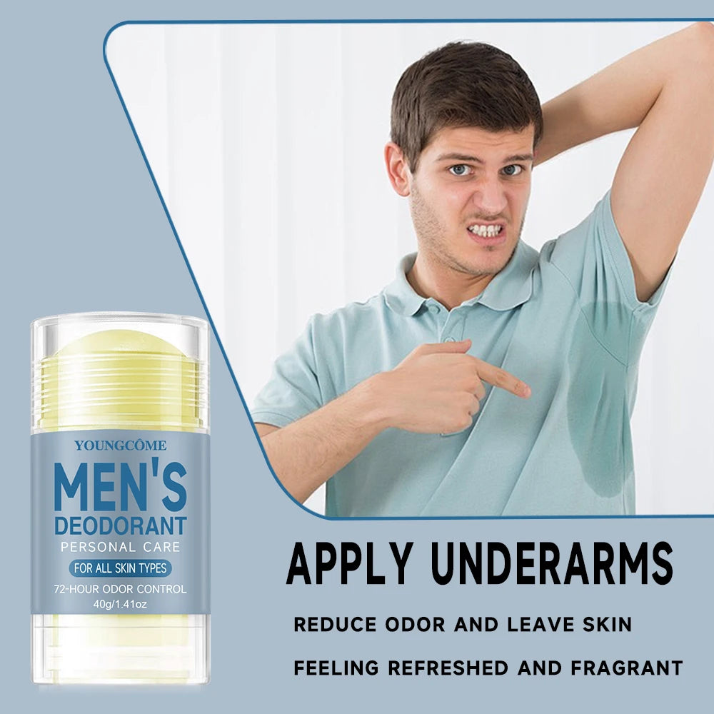 YOUNGCOME Men Deodorant StickRemove Armpit Odor Underarm Refresh Sticks Refresh Anti Sweating Keep Drying Lasting Fragrance Quake