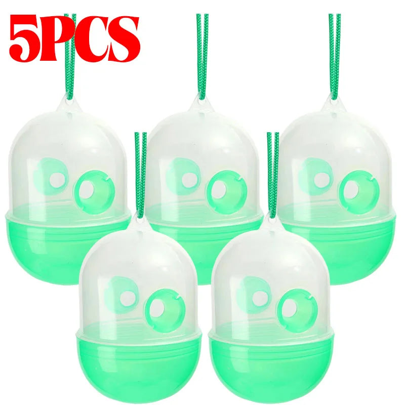 Clear Plastic Outdoor Hanging Insect Trap Reusable Fly Trap for Wasp Bees Effective Insect Traps Hornet Catcher for Garden Farm Quake 5PCS