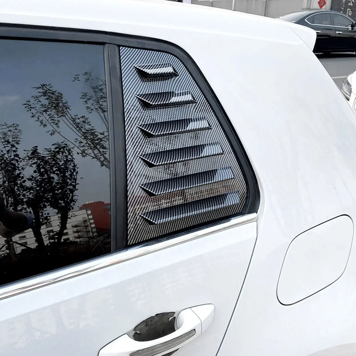 For VW Golf MK7 MK7.5 2013-2019 Car Rear Louver Window Side Shutter Cover Trim Sticker Vent Scoop ABS Carbon Fiber Black Auto Quake