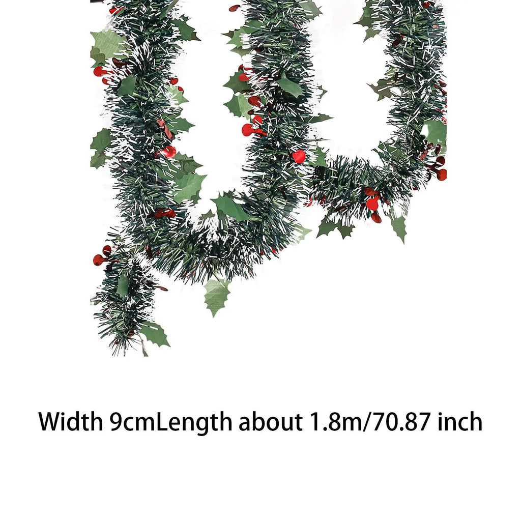 5.9ft Christmas Tinsel Garland Easy to Use Practical Party Supplies Hanging Garland for Xmas Tree Stair Fireplace Railing Party Quake