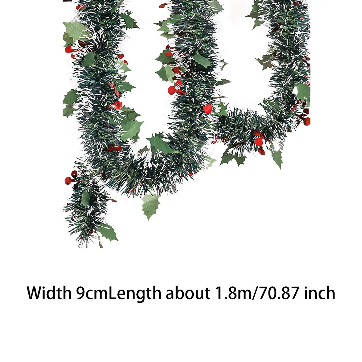5.9ft Christmas Tinsel Garland Easy to Use Practical Party Supplies Hanging Garland for Xmas Tree Stair Fireplace Railing Party Quake