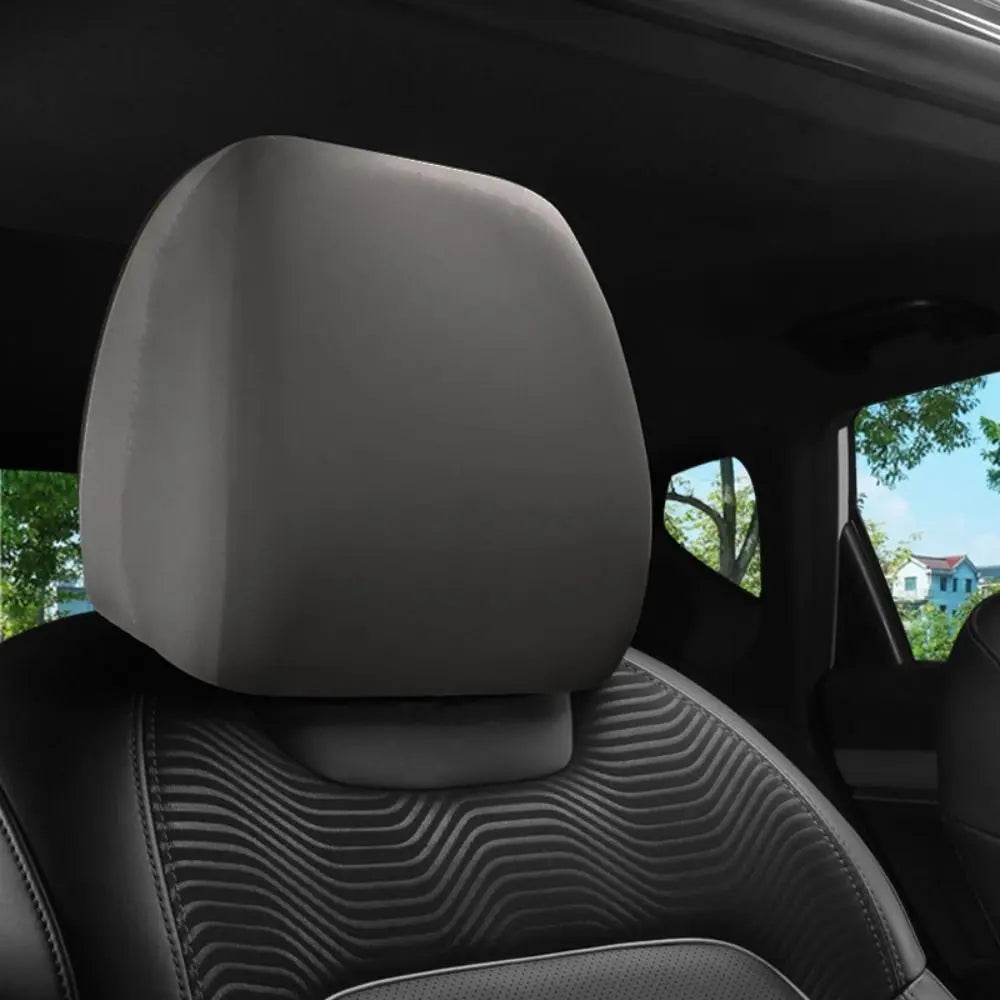 Universal Dirt-proof Car Headrest Cover Non-Slip Practical Seats Cover Elastic Solid Color Car Interior Accessories Quake Grey