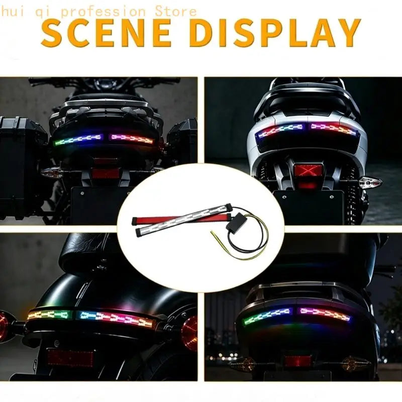 Motorcycle Tail Light Installation Set with Two LED Rear Bars Flexible Strips H8WE Quake