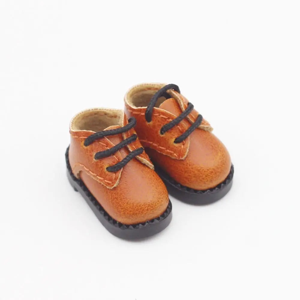 Multiple Colour 1 Pair Ob11 DOD 1/12 Bjd Doll Shoes All-Match PU Leather Body9 GSC YMY Shoes Delicate Cute Quake Light Brown