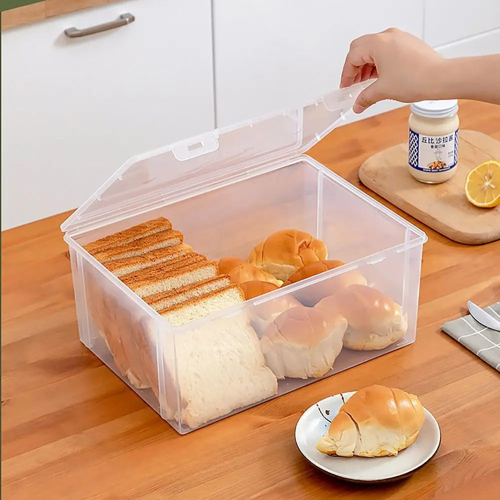 Large Capacity Storage Box Transparent Stationary Supplies Flip Box Rectangle Desktop Organizer Quake