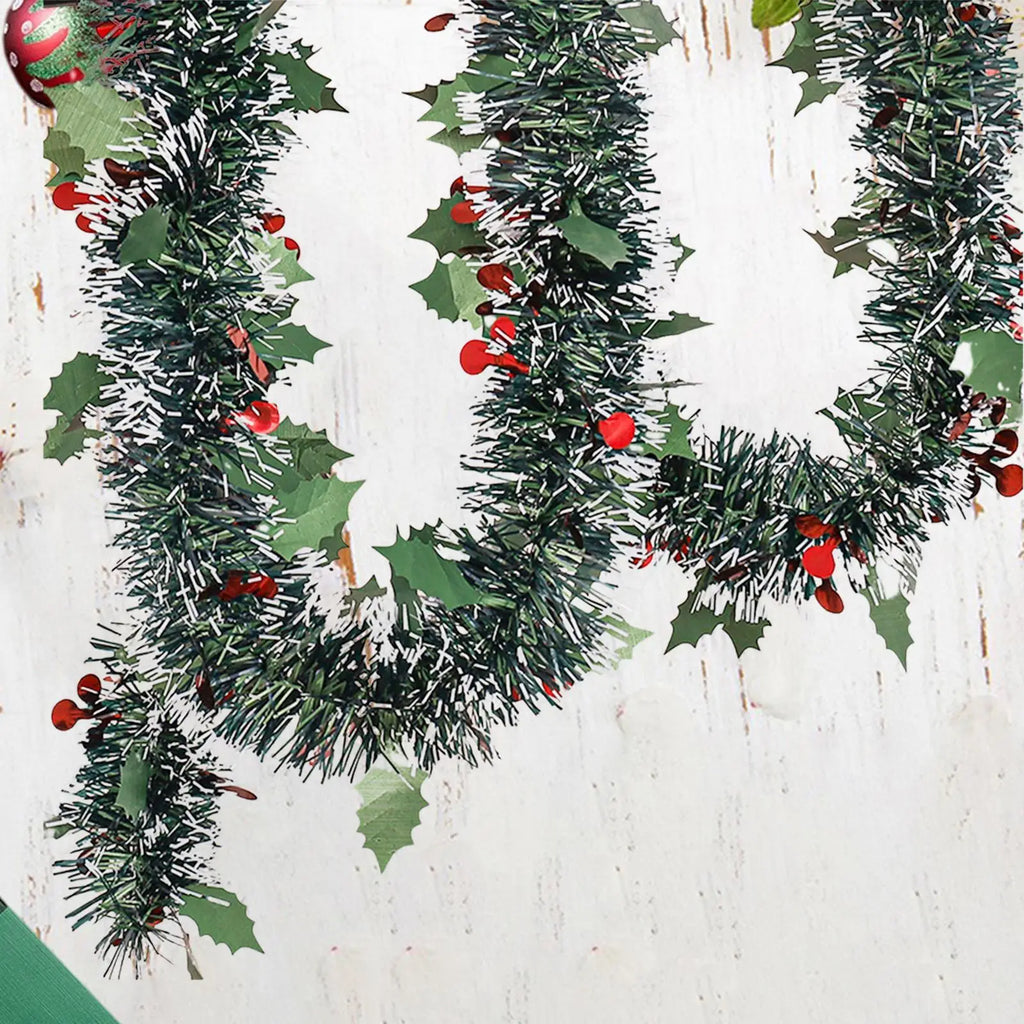 5.9ft Christmas Tinsel Garland Easy to Use Practical Party Supplies Hanging Garland for Xmas Tree Stair Fireplace Railing Party Quake