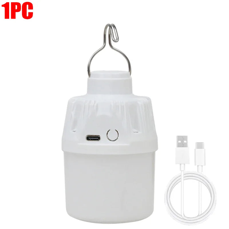 2/1PCS Outdoor Camping LED Lamp USB Rechargeable Emergency Lantern Portable Small LED Light Bulbs 3 Lighting Modes Night Lights Quake White-1PC