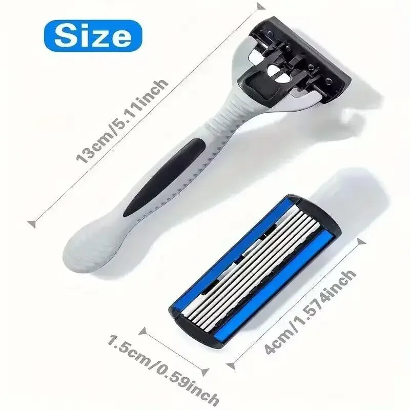 vvocci stainless steel razor tools hair removal Safety razor Men's manual razor 6-layer knife, replaceable razor head Quake