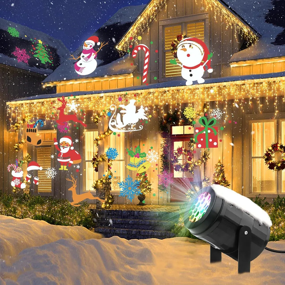 16 Pattern Christmas Projector Lights Outdoor/Indoor Holiday Projection LED Night Lamp for Home Xmas 2027 New Year Party Decor Quake
