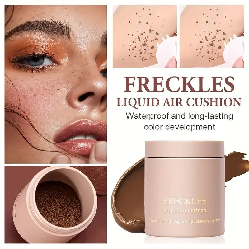 Bionic Vivid Freckle Pen, Soft Brown Stamp Air Cushion Freckle Removal Makeup Waterproof Spot Pen Dot Facial Body Painting Pen Quake