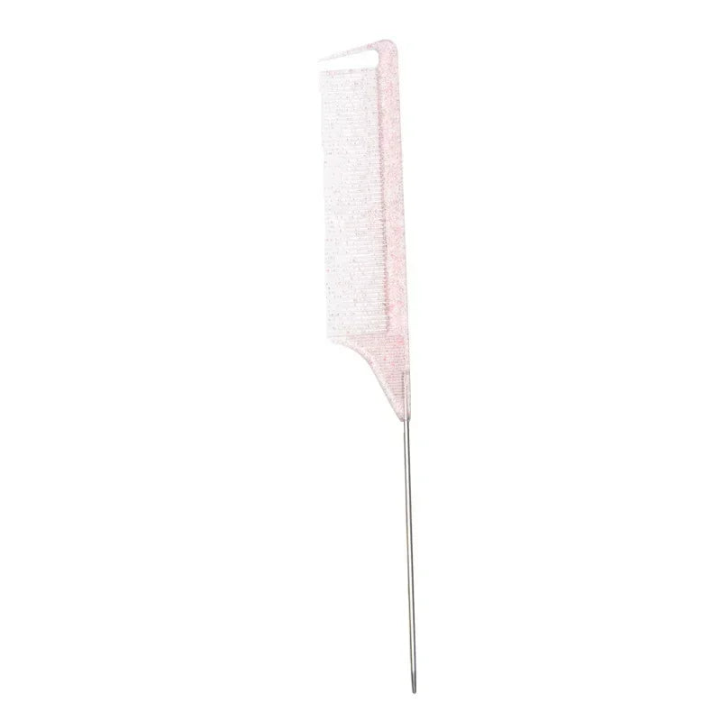 Steel Needle Professional Styling Plastic Heat Resistant Anti-Static Braiding Rat Tail Curved Parting Comb Barber Accessories Quake si s pink