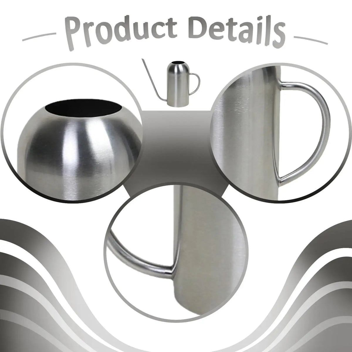 Leakproof Stainless Steel Watering Can with Ergonomic Handle Indoor Gardening Pot for Flowers Vegetables and Succulents Quake