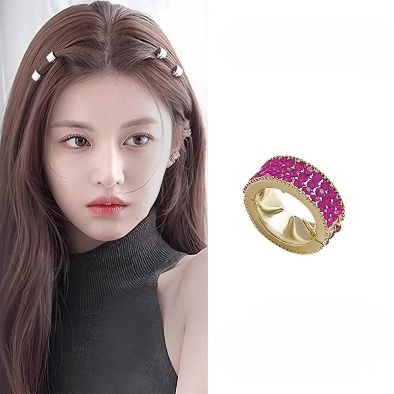 Rhinestone Small Hair Clip High-End Round Braided Hairpin Cool Dreadlocked Hairband Hairpin Hair Styling Accessories Women Girls Quake 3