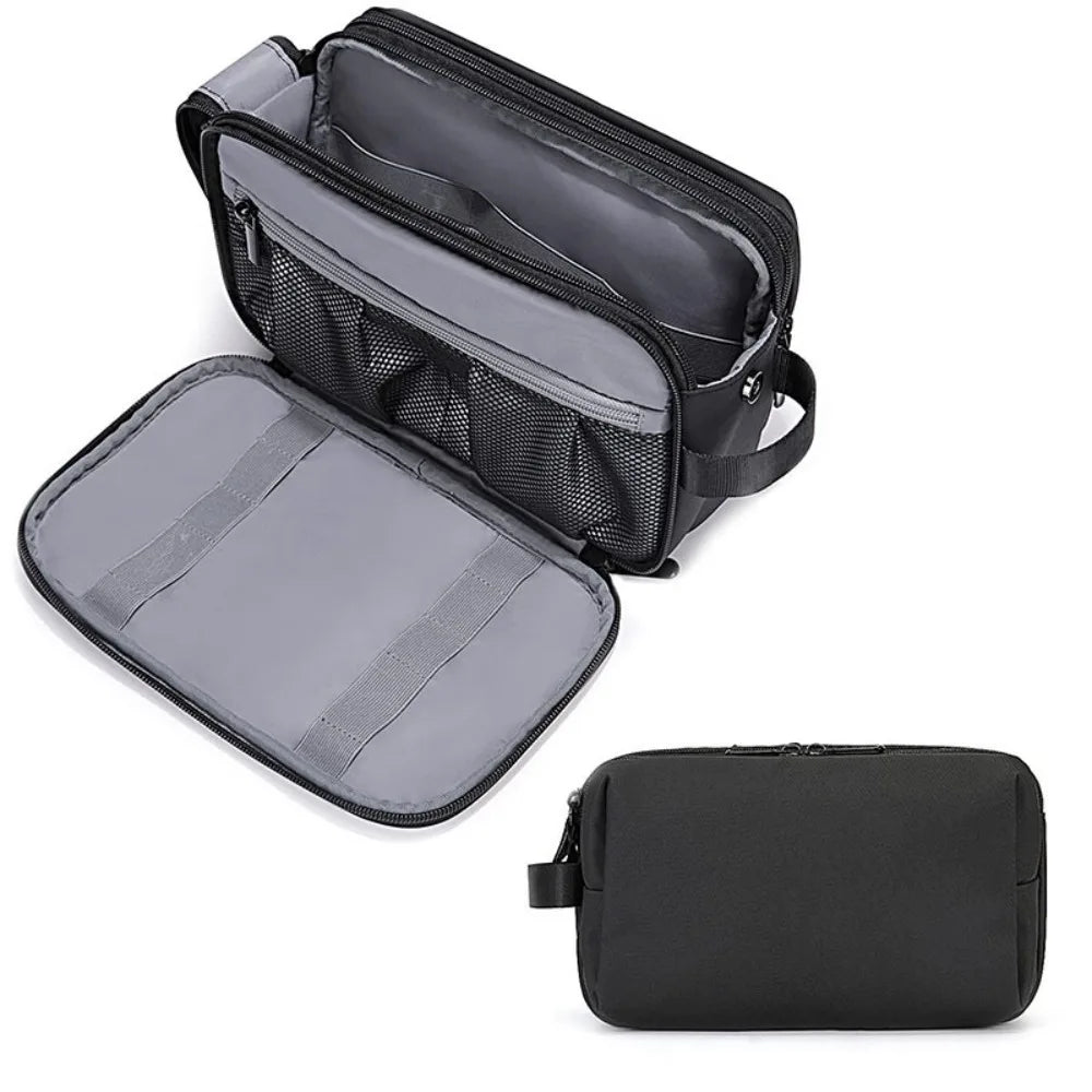 Fashion Waterproof Travel Toiletry Bag Dry Wet Separation Large Capacity Ladies Makeup Bag Women Lightweight Cosmetic Quake Black