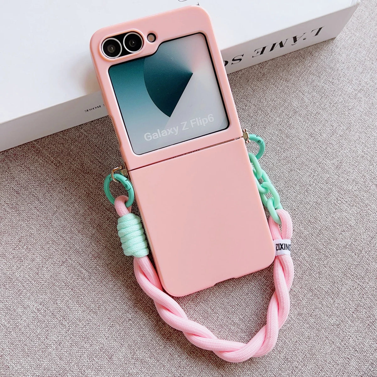 For Samsung Galaxy Z Flip7/Flip6/Flip5/Flip4 Anti-Drop Soft Phone Case with Lanyard Durable Protective Cover for Women Men Quake Pink Galaxy Z Flip6