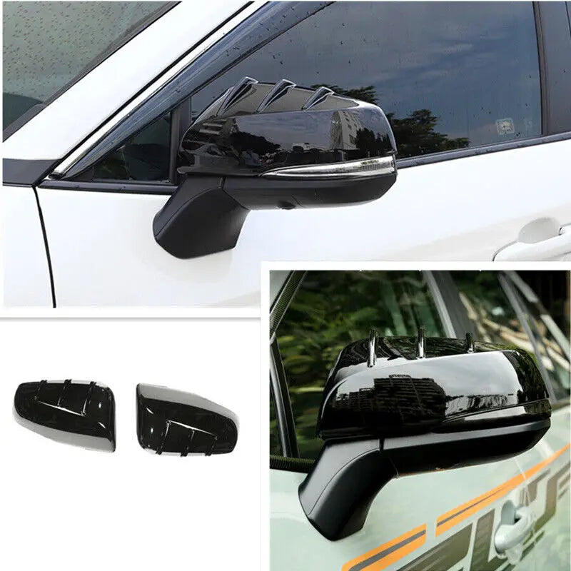 For Toyota Highlander 2020 2021 2022 Rearview Side Mirror Cover Wing Cap Exterior Door Rear View Case Trim Carbon Fiber Black Quake