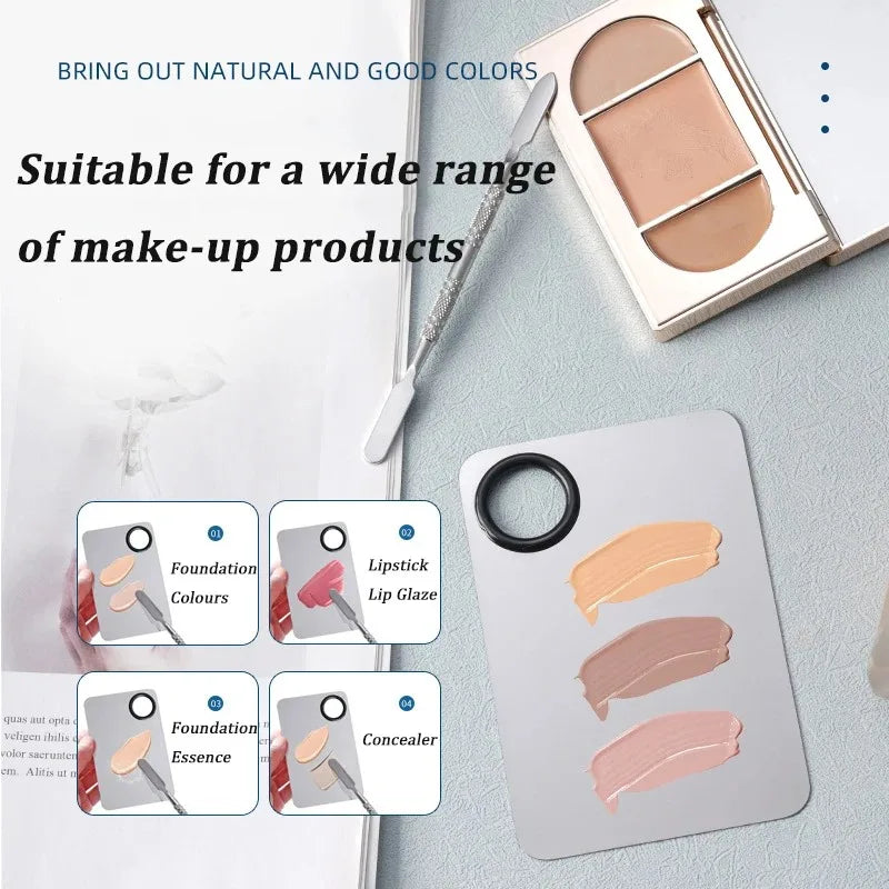 vvocci 3set Stainless Steel Palette Flat Head Foundation Brush Mixing Spatula Makeup Tool Lightweight Makeup Brush Quake