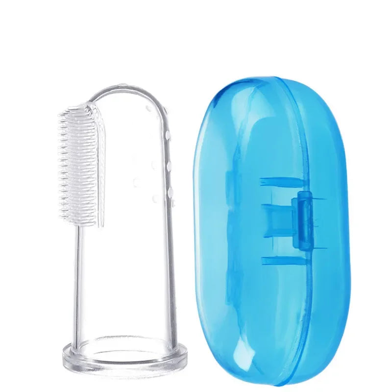 vvocci Super New Soft Pet Finger Toothbrush with Box Toy Teddy Dog Brush Breath Tartar Teeth Tool Dog Cat Cleaning Pet Supplies Quake B389 1set blue