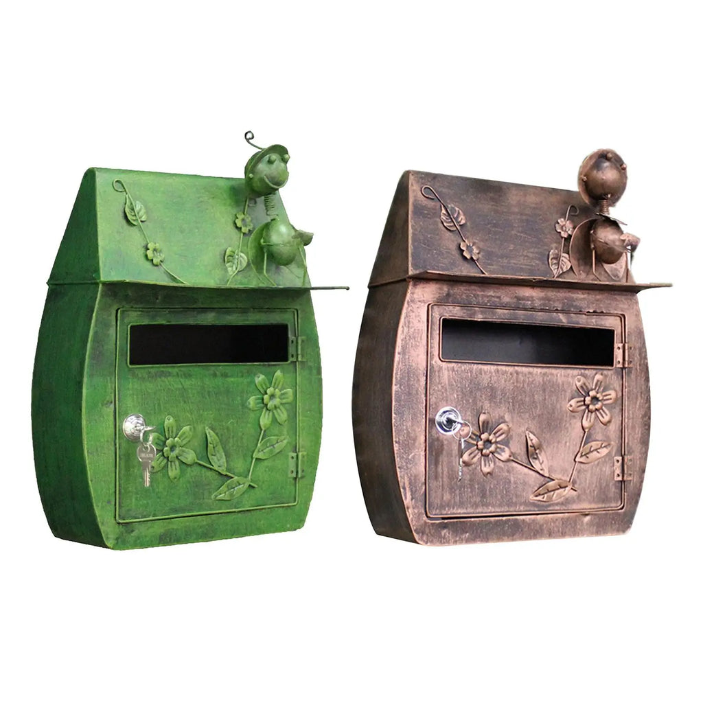 Wall Mount Mailbox with Key Lock Large Outdoor Retro Iron Letter Quake